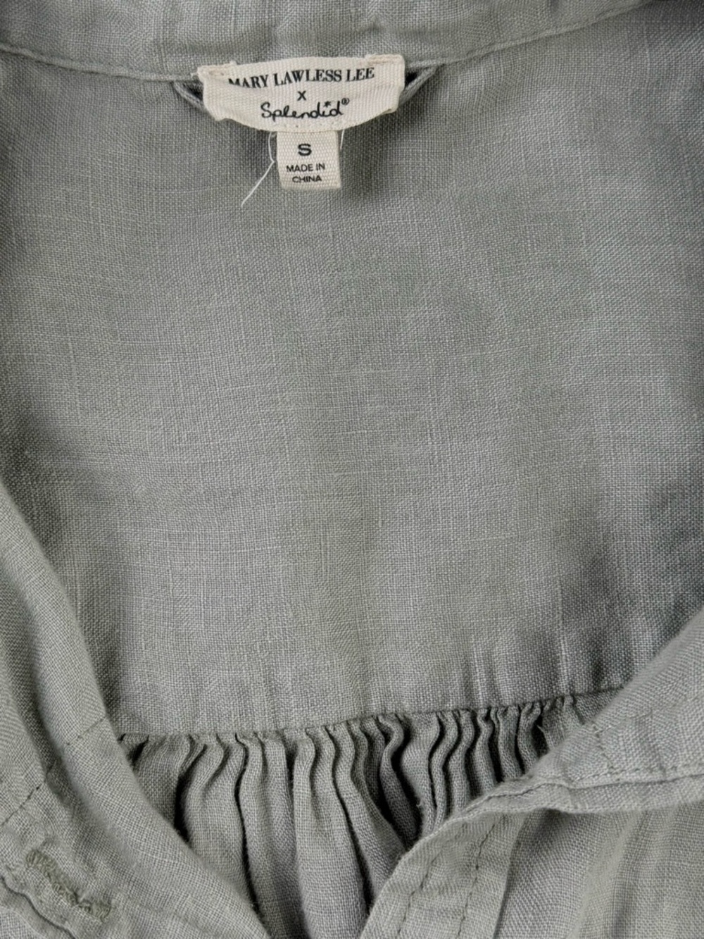 Mary Lawless Lee x Spledid 100% Linen Button Down Olive/Sage Lightweight Top Sm - Picture 5 of 7